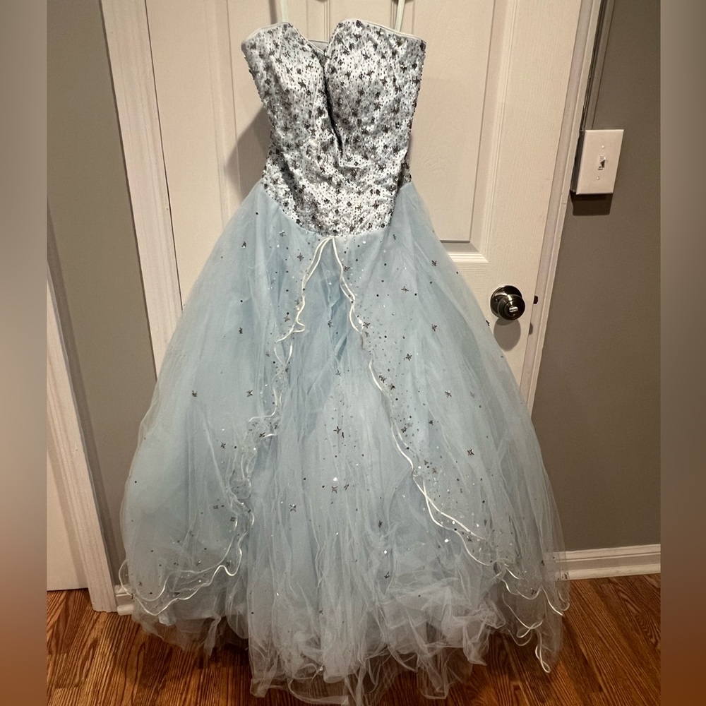 Mori Lee Baby Blue Dress and Handbag